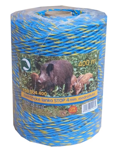 Vodivé lanko pro elektrický ohradník STOP 4mm modrožluté 400m