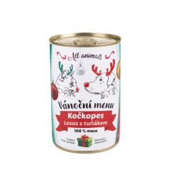 ALL ANIMALS Vánoční menu KOČKOPES - konzerva pro psy a kočky losos s tuňákem 400 g ALL ANIMALS Vánoční menu KOČKOPES - konzerva pro psy a kočky losos s tuňákem 400 g