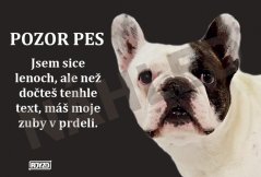 Výstražná tabulka FRANCOUZSKÝ BULDOČEK BÍLÝ