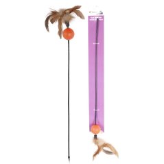 Hračka pro kočky Udice s peřím a míčkem 50 cm