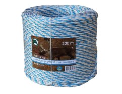 Vodivý provaz, lano pro ohradník 6mm bílomodrý, 200m