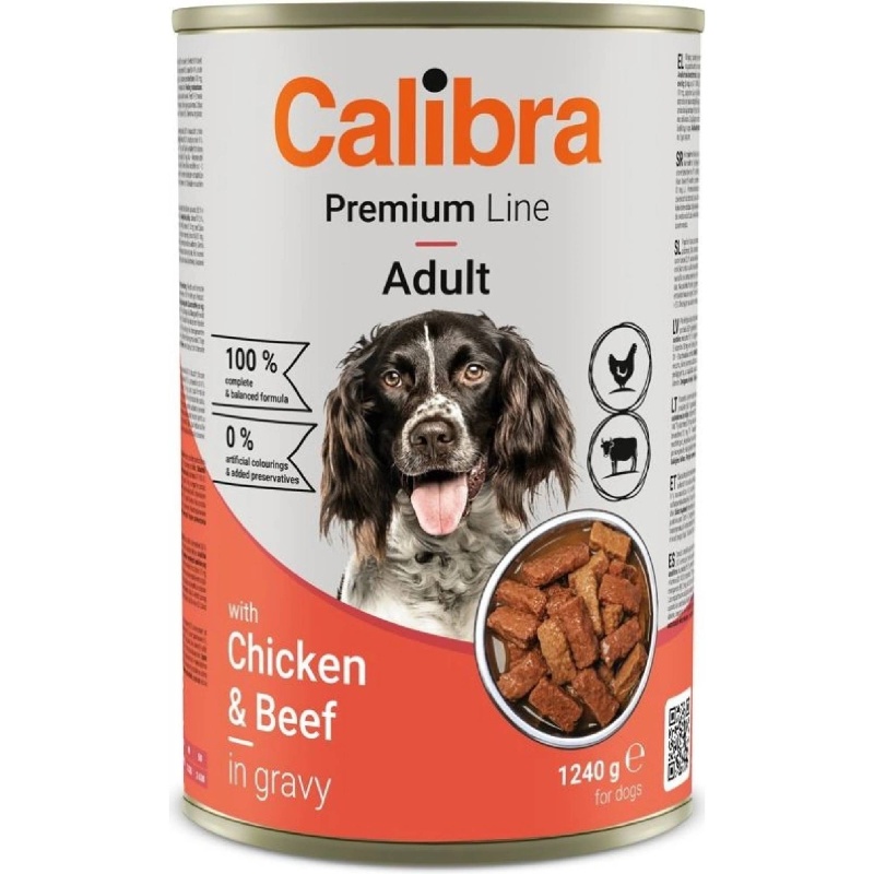 Krmivo pro psy  Kuře a hovězí CALIBRA Dog Premium Chicken&Beef,  konzerva 1,24kg
