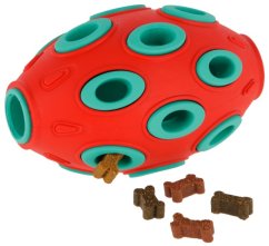 Hračka gumová pro psy ToyFastic Míč na pamlsky červenomodrý 12 x 7,5 cm