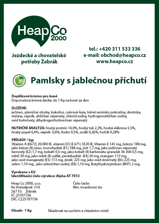 HeapCo pamlsky s jablečnou příchutí pro koně, 1kg