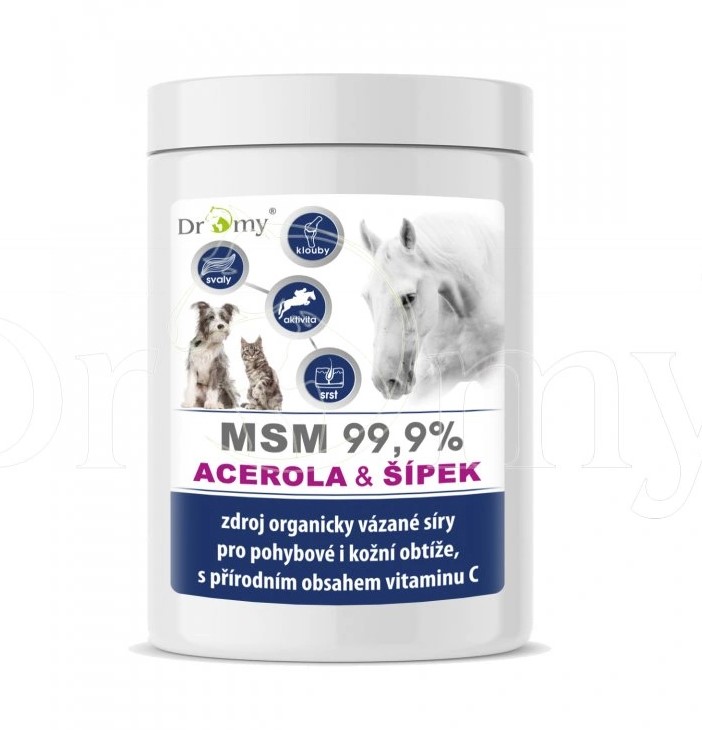 Doplněk stravy pro koně, psy, kočky  DROMY MSM + Acerola se šípkem,1kg