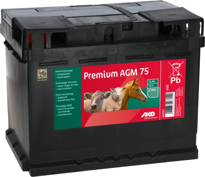 Dobíjecí baterie  - akumulátor pro ohradník AKO Premium AGM 12V/ - Kapacita: 75Ah