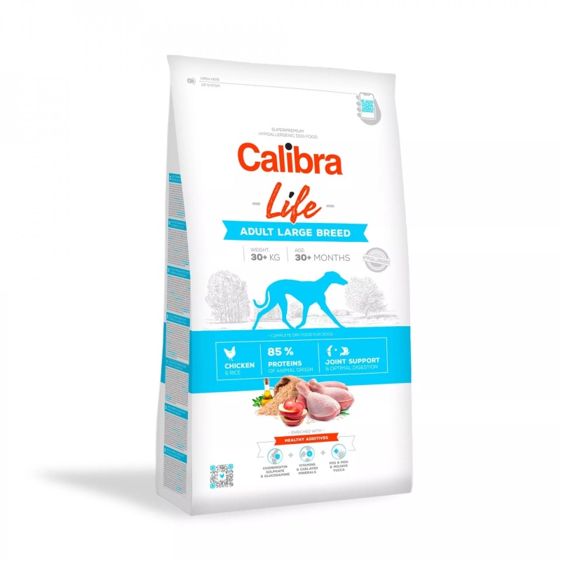 Granule pro dospělé psy Kuře CALIBRA Dog Life Adult Large Breed Chicken velkých plemen - Hmotnost: 12kg