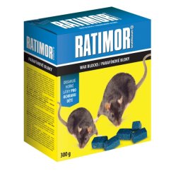 Parafínové bloky na myši, krysy, potkany RATIMOR Brodifacoum, 300g