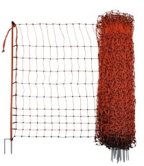Síť ohradníku pro drůbež oranžová 106cm,15 kolíků/2 hroty, 50m