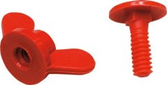 Šroub krátký s matkou červený-výpustní a pro samokrmítko
