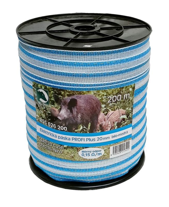 Páska pro elektrický ohradník PROFI Plus 20mm bílomodrá 200m
