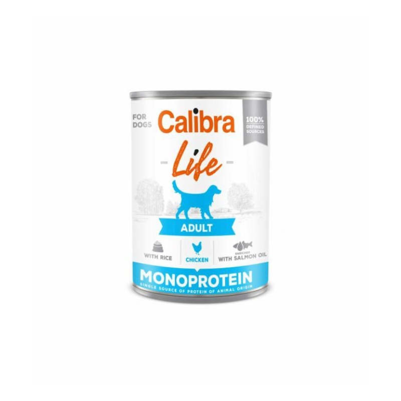 Krmivo pro psy Kuře s rýží Calibra Dog Life  Adult Chicken with rice, konzerva 400g