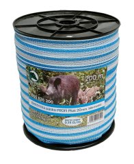 Páska pro elektrický ohradník PROFI Plus 20mm bílomodrá 200m