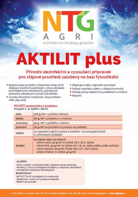 Dezinfekční a vysoušecí přípravek do stájí AKTILIT Plus / dříve Bioclean Confort Plus, 25kg