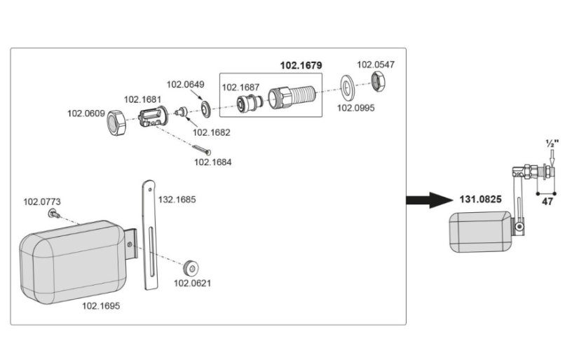 Plovákový ventil 825 komplet pro THERMO-QUELL