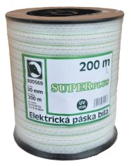 Vodivá páska pro elektrický ohradník SUPER plus 20mm bílozelená 200m