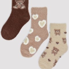 Ponožky dětské jemné s medvídky hnědé