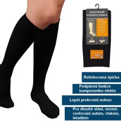 Cestovní podkolenky s kompresním efektem černé