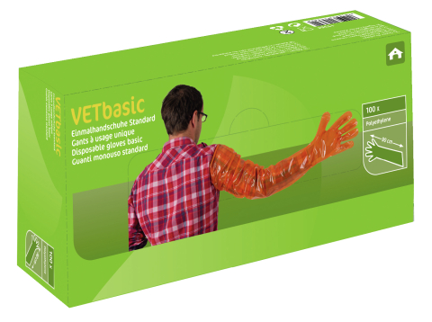 VETbasic 5-prsté rukavice pro skot vyšetřovací, 100ks