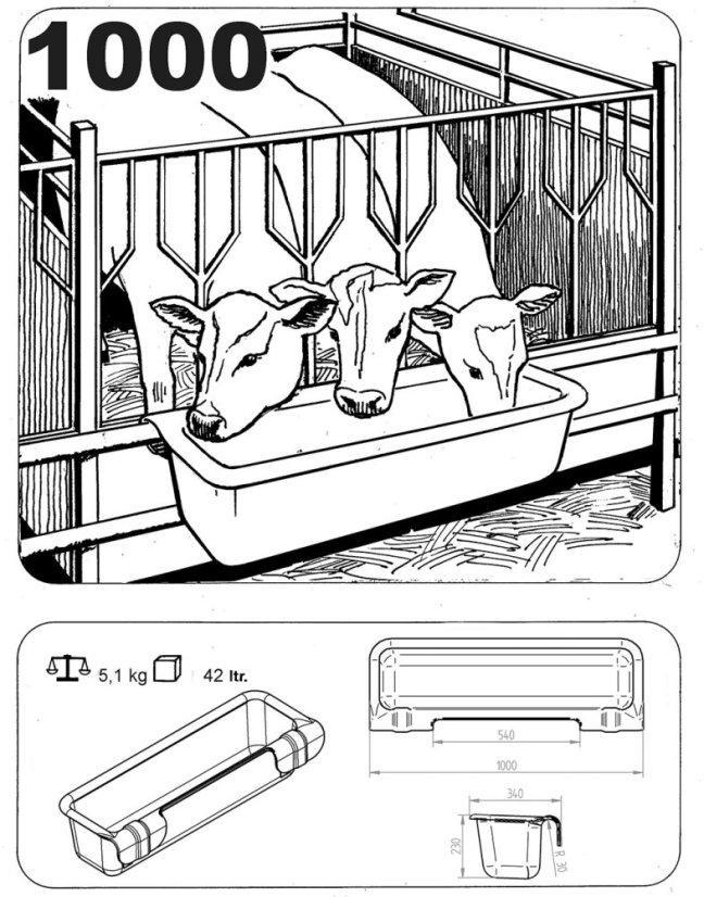 OK Plast závěsný žlab pro skot, ovce, koně 100cm, 42ltr.