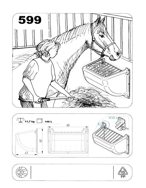 OK Plast jesle na seno pro koně s kovovou mříží