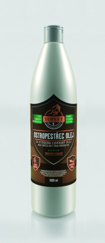 TOPVET Ostropestřec olej pro koně, skot