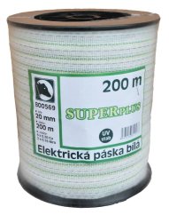 Vodivá páska pro elektrický ohradník SUPER plus 20mm bílozelená 200m