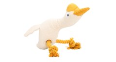 HipHop Dog Husa 29cm látková hračka pro psy s uzly krémová