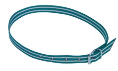Krční řemen pro krávy na číselné bloky bíločerný s přezkou zelenobílý, 120cm