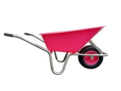 Kolečko hospodářské zahradní s plastovou korbou růžové 100ltr.