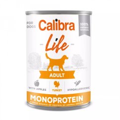 Krmivo pro psy Krocan s jablky CALIBRA Dog Life Adult Turkey with apples, konzerva 400g