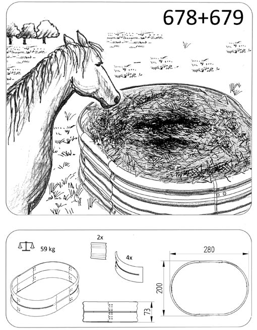 OK PLAST krmelec pro koně na hranaté balíky sena oválný,180x240cm