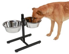 Nerezová dvojmiska pro psy na stojánku 2x1800ml