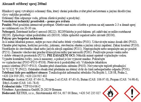Silver spray 200ml pro ochranu pokožky skotu, koní