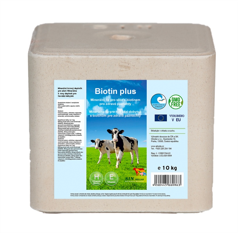 SIN Hellas Biotin plus minerální liz pro koně, skot s biotinem a vitaminem E 10 kg